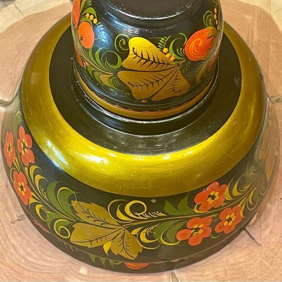 Russian Khokhloma Hand Painted Vintage Wooden Folk Art Bowl Set - Picture 5 of 16